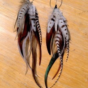 Natural Leather Feather Earrings Extensions